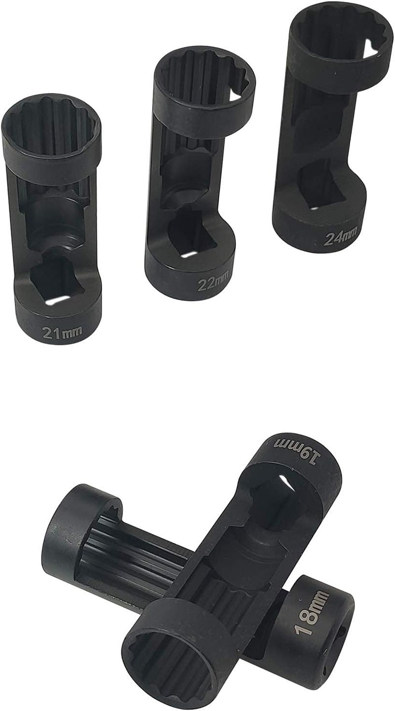 ZKTOOL Suspension Strut Socket Tool,5PC Strut Nut Socket 18mm 19mm 21mm 22mm 24mm with 12 Point 1/2" Drive, Easy Remove Strut Nuts - Image 3